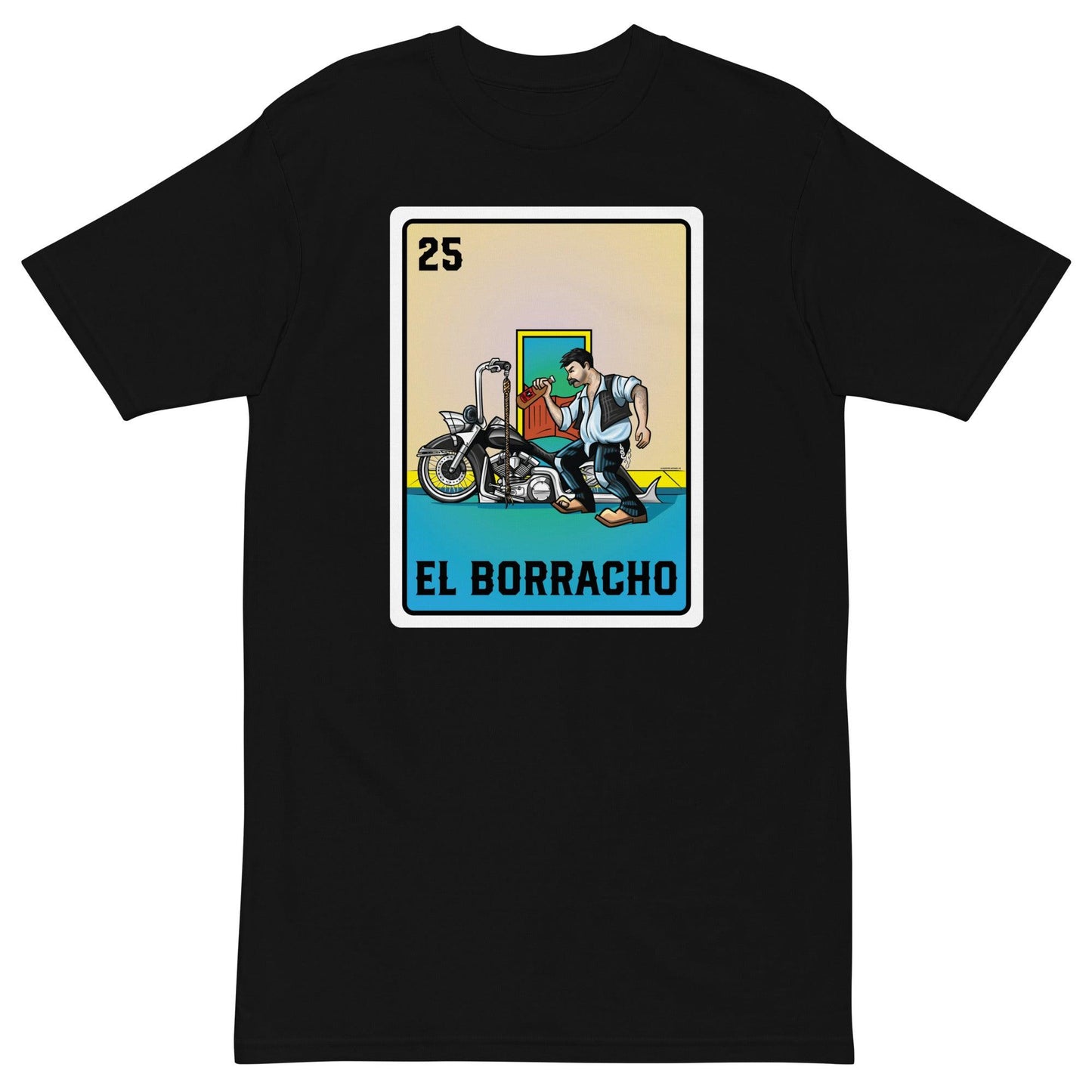 El Borracho Lotería T-Shirt – A must-have for Chicano streetwear lovers. Premium cotton tee showcasing Mexican Lotería art with a bold El Borracho design.