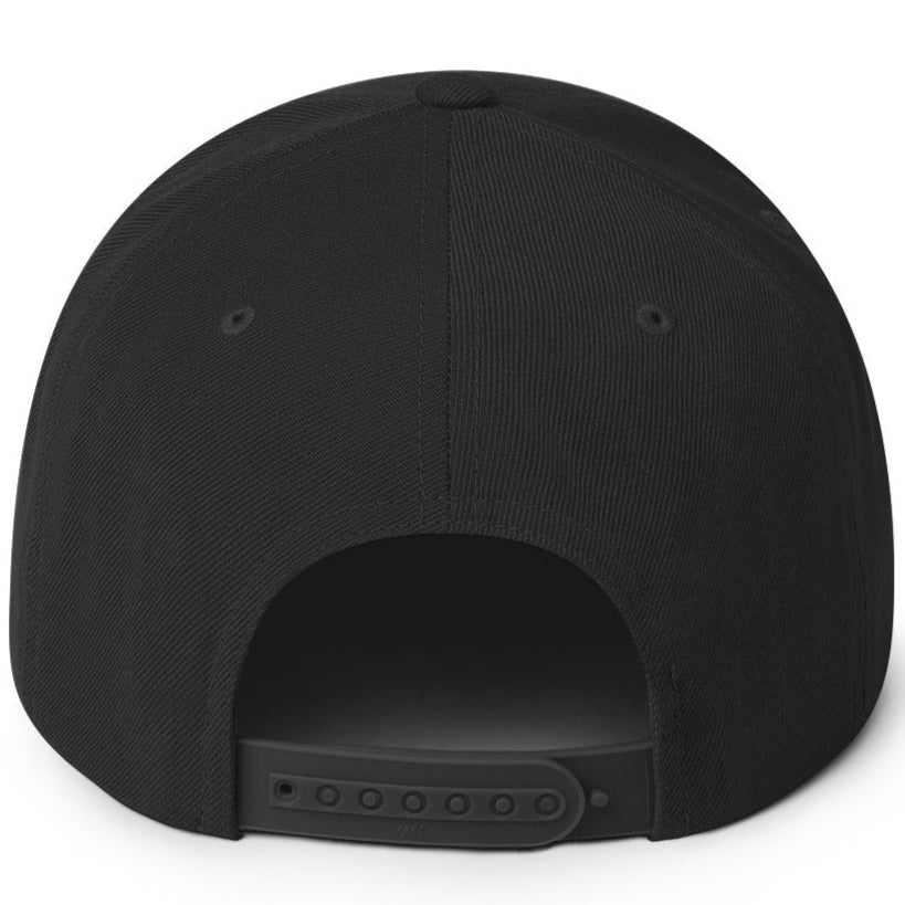 Back view of the El Jefe Snapback, showcasing the adjustable plastic snapback closure for a perfect fit.