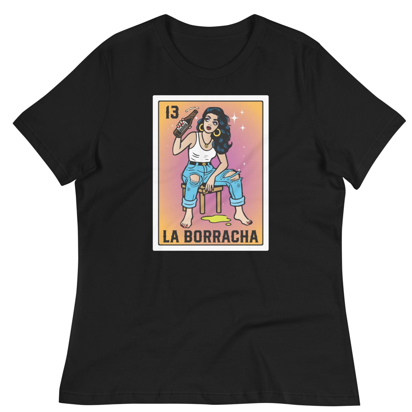 La Borracha Lotería Graphic Tee – A Mexican card game-inspired shirt with a Chicana streetwear twist. Perfect for fiestas and carne asadas.