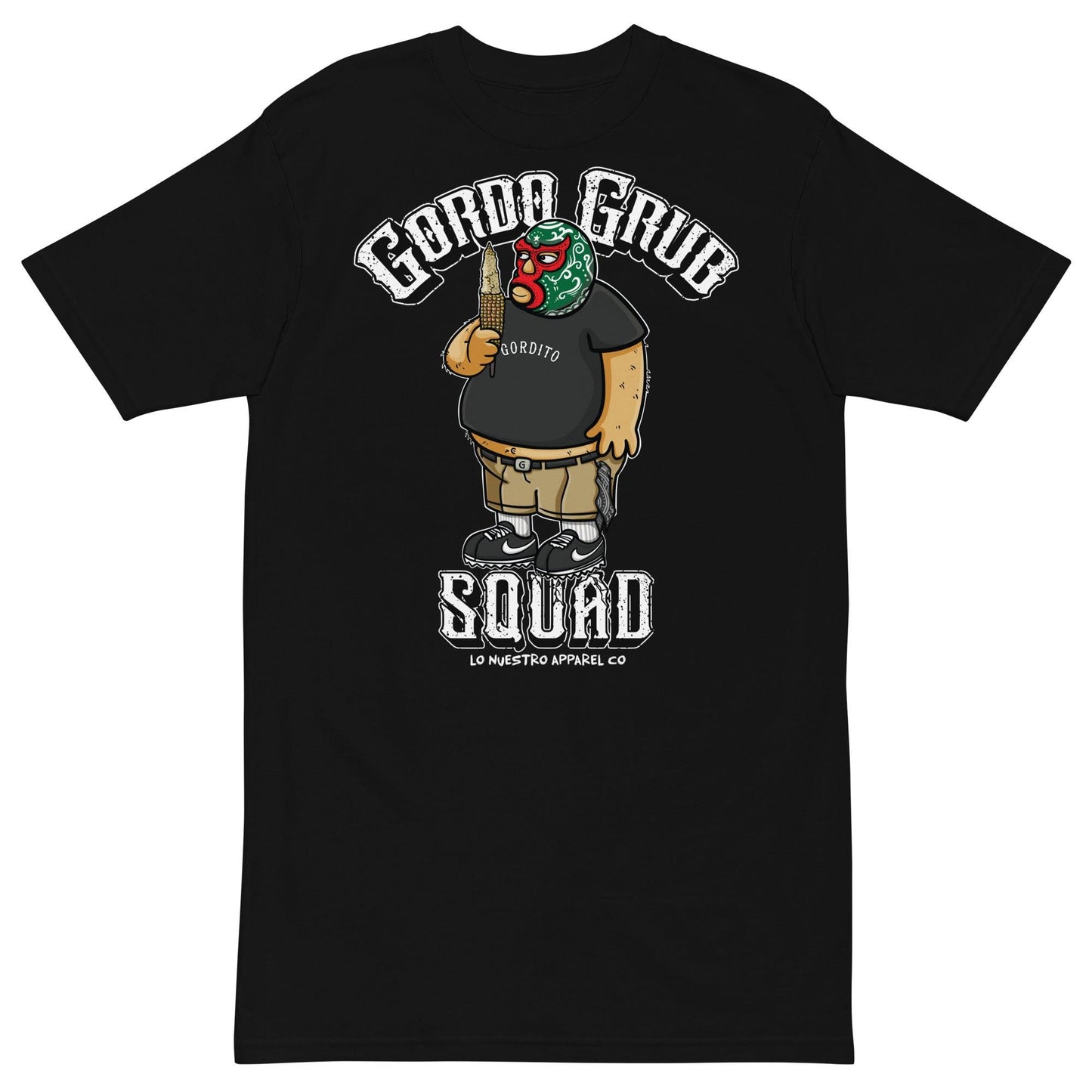 Gordo Grub Squad T-Shirt – Funny Mexican Foodie Tee with Elote Corn Graphic - Lo Nuestro Apparel Co.