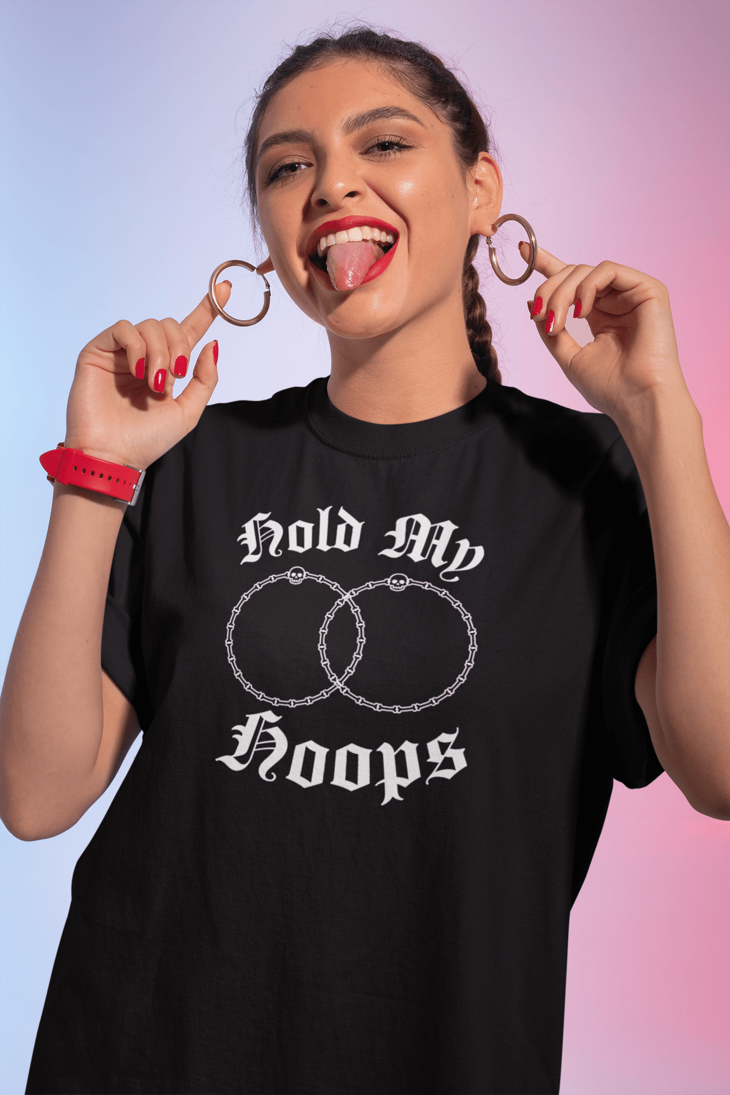Hold My Hoops Women’s T-Shirt – Chicana Style Graphic Tee - Lo Nuestro Apparel Co.