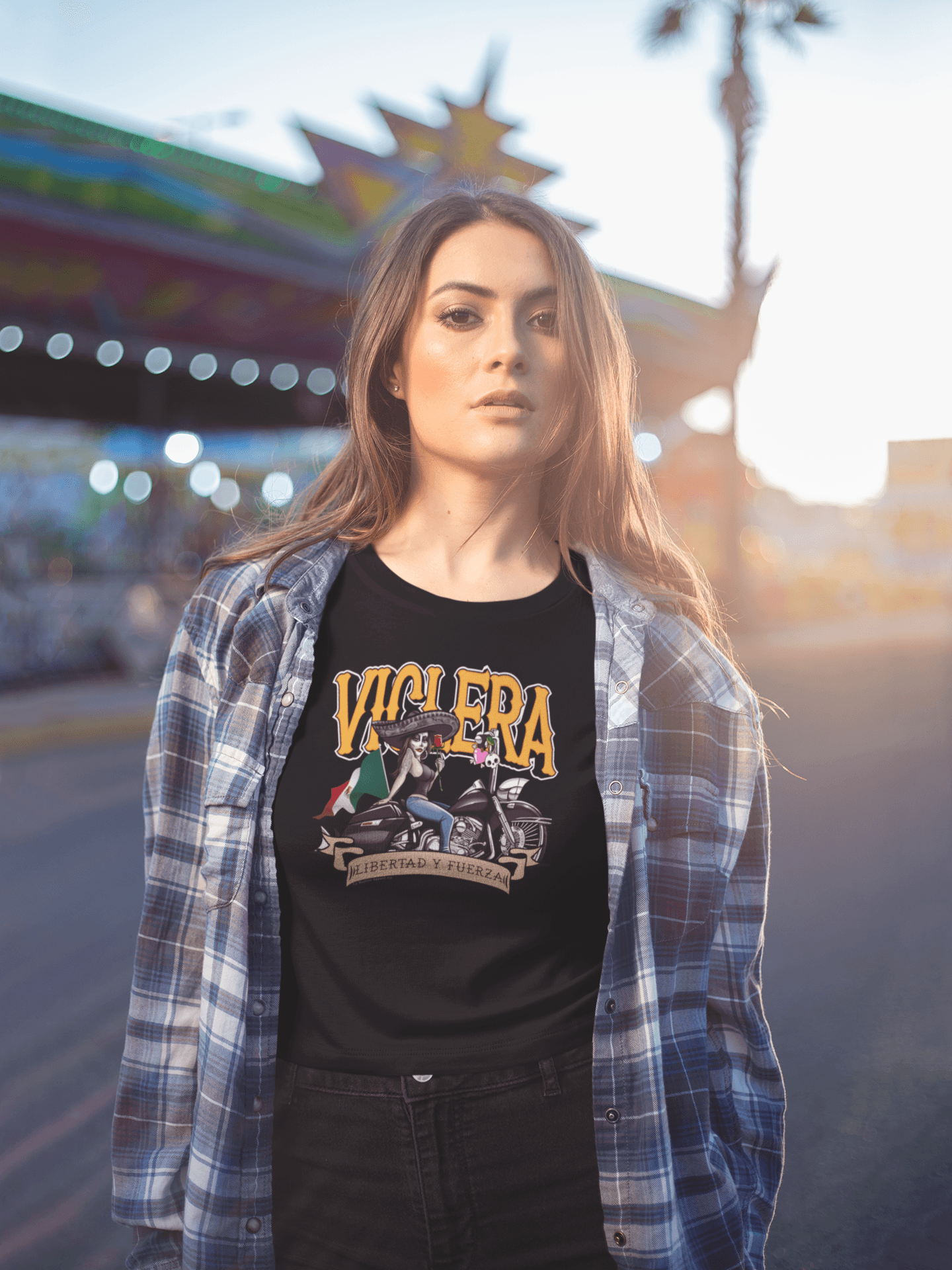 Viclera Women’s T-Shirt – Chicana Viclera Life, Libertad y Fuerza Graphic Tee - Lo Nuestro Apparel Co.