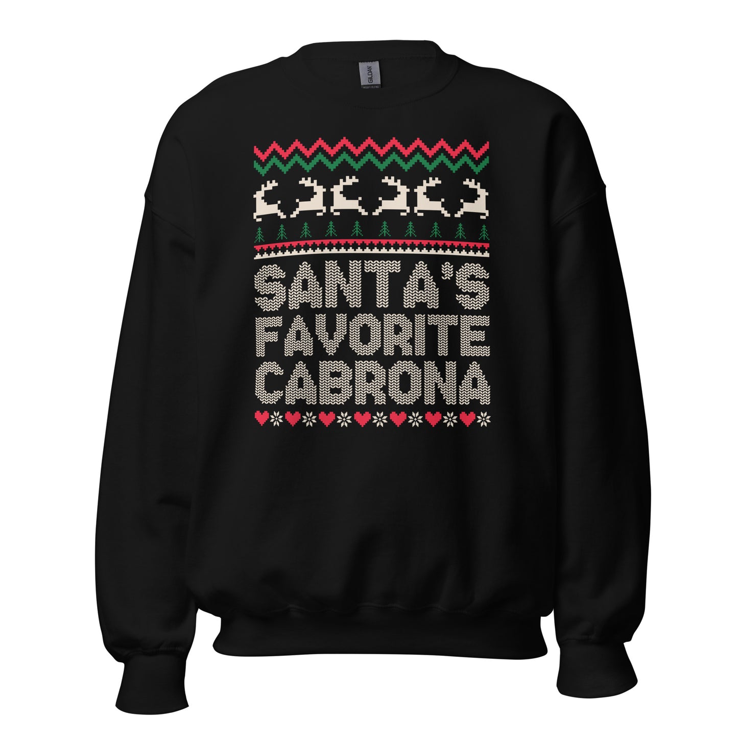 Santa’s Favorite Cabrona Ugly Christmas Sweater – Funny Chicano Holiday Sweatshirt with Reindeer and Festive Design.