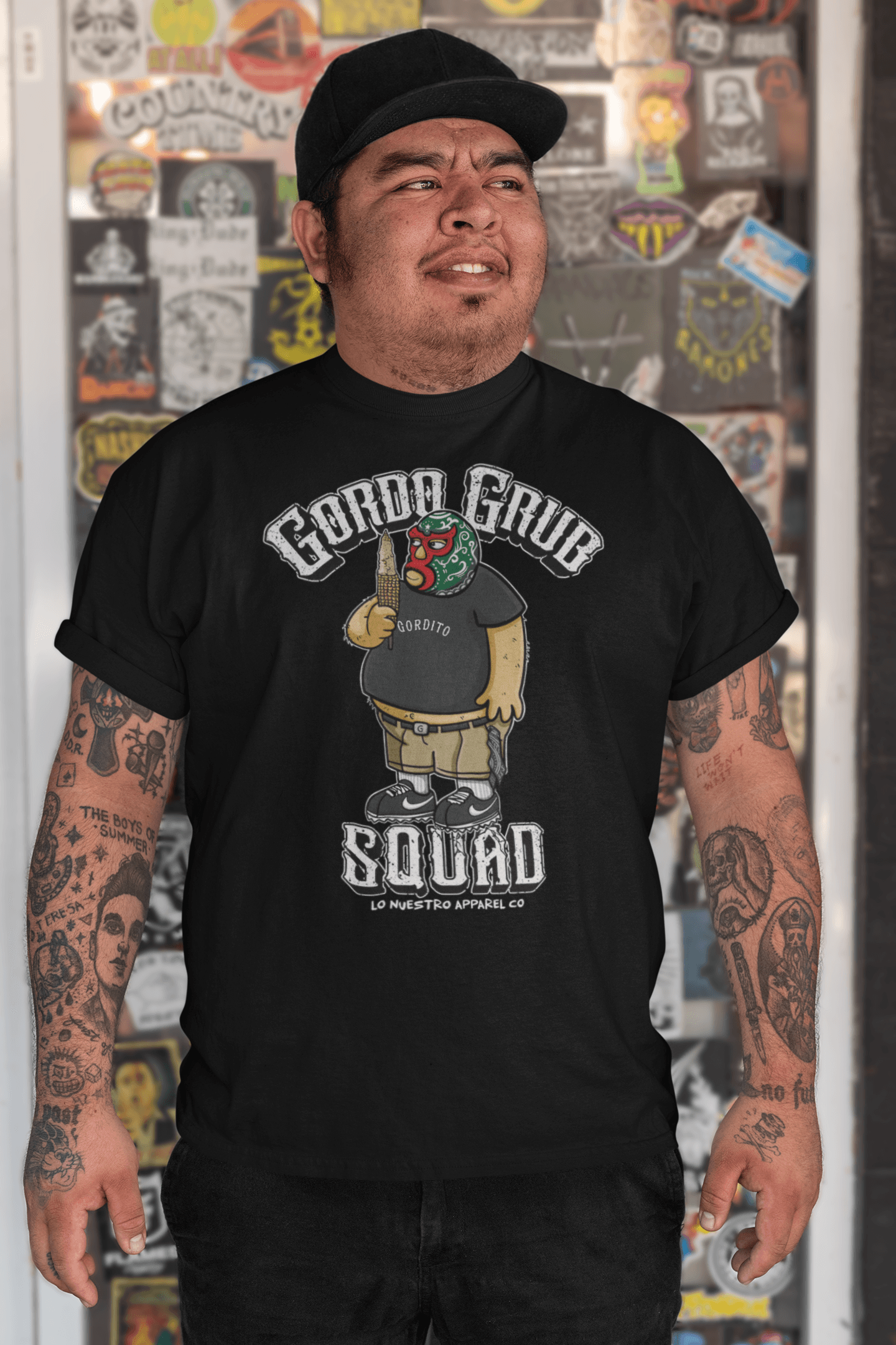 Gordo Grub Squad T-Shirt – Funny Mexican Foodie Tee with Elote Corn Graphic - Lo Nuestro Apparel Co.