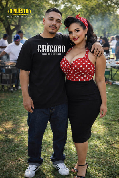 Chicano Mexican American T-Shirt – Chicano Lettering Black Tee