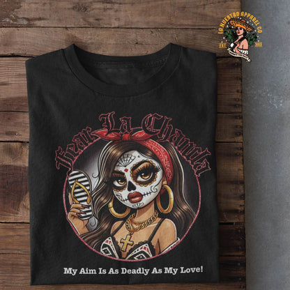 The best in chicano clothing, the fear la chancla t-shirt brings humor and style for your chicano style clothing and funny shirts needs.