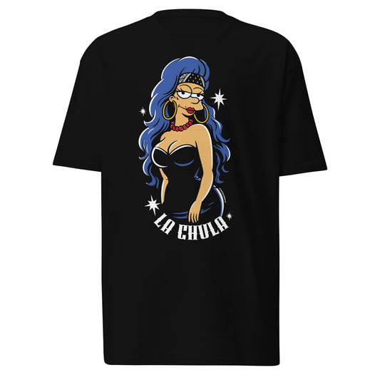 La Chula graphic t-shirt front design on white background ghost mockup black streetwear tee