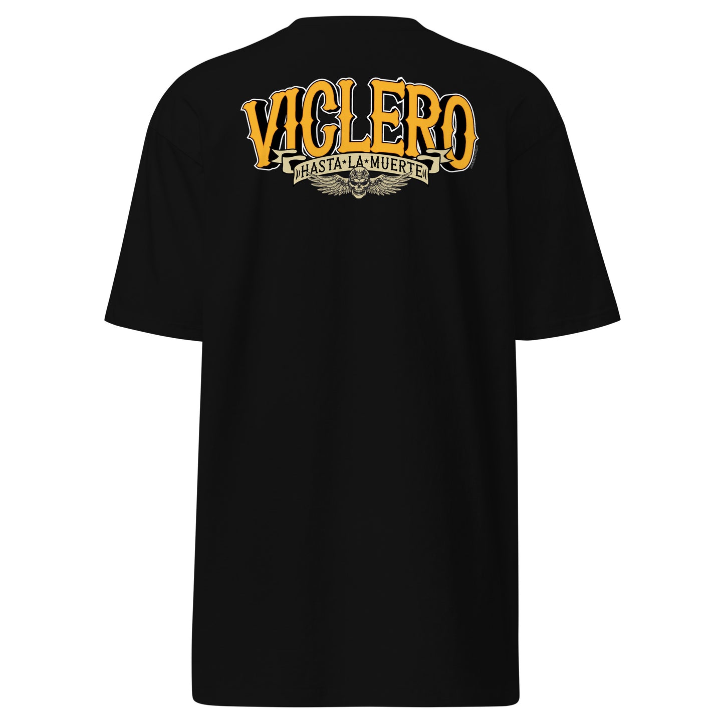 "Viclero Hasta la Muerte" T-shirt with bold yellow graphic on a black background