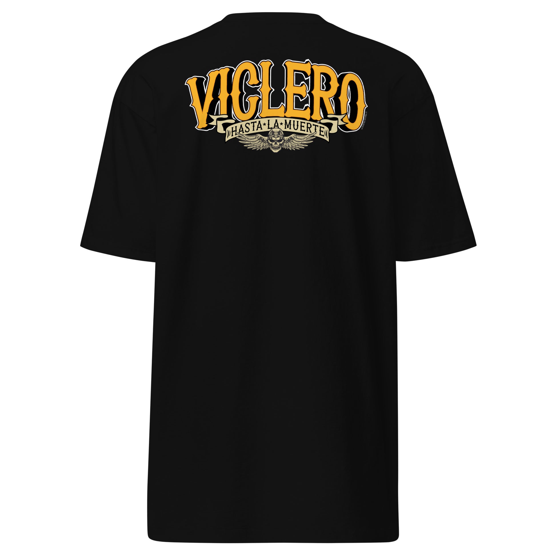 "Viclero Hasta la Muerte" T-shirt with bold yellow graphic on a black background