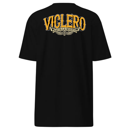 "Viclero Hasta la Muerte" T-shirt with bold yellow graphic on a black background