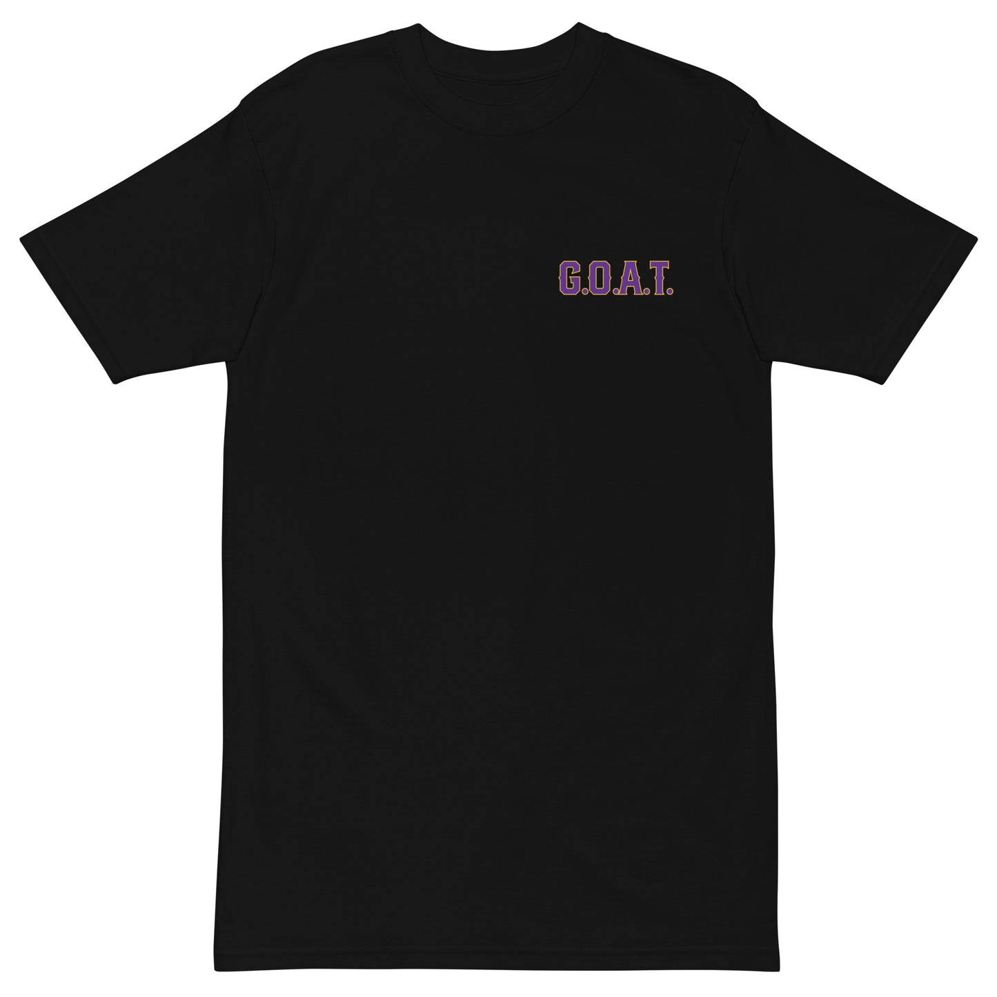 Front view of the G.O.A.T. T-Shirt in black, displaying the bold 'G.O.A.T.' text on the chest.