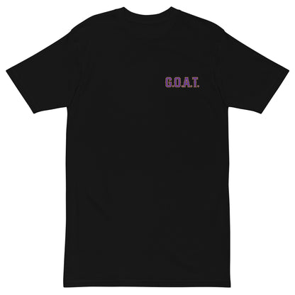 Front view of the G.O.A.T. T-Shirt in black, displaying the bold 'G.O.A.T.' text on the chest.