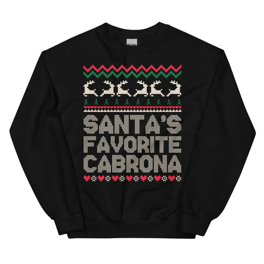 Santa’s Favorite Cabrona Ugly Christmas Sweater – Funny Chicano Clothing for Holidays, Festive Chicana Xmas Sweatshirt